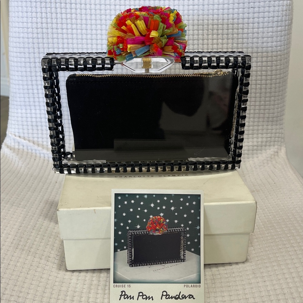 CHARLOTTE OLYMPIA pandora clutch bag Pom Pom new